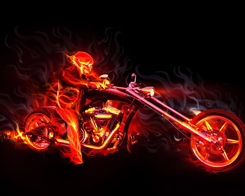 Ghost Rider, fire, bike, movies, motor, HD wallpaper