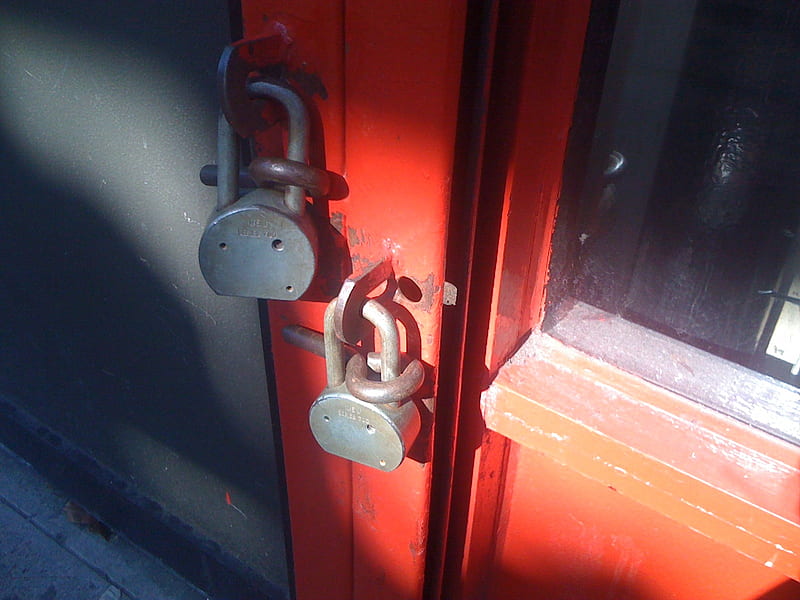 Locks, gate, padlocks, orange, safe, colors, door, HD wallpaper