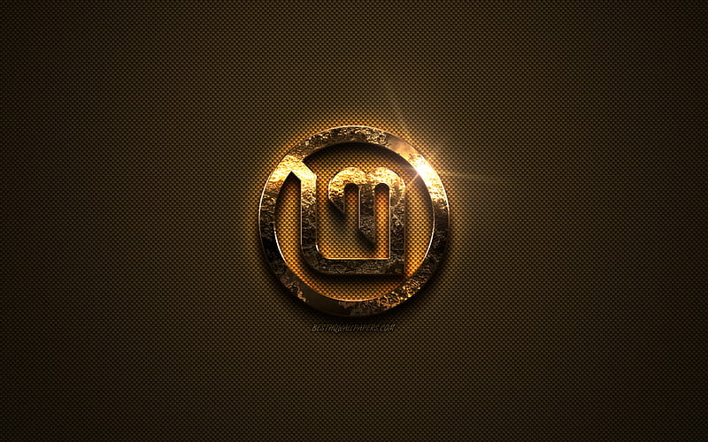 Linux Mint gold logo, creative art, Linux, gold texture, brown carbon fiber texture, Linux Mint gold emblem, Linux Mint, HD wallpaper