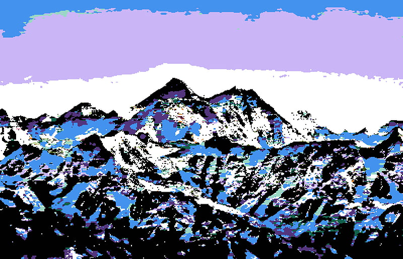 8-bit Himalayas, 8-bit, mountains, snow, HD wallpaper