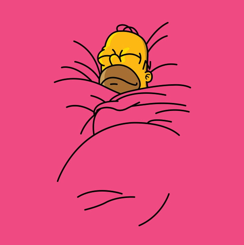 Homer in bed, sleep, pink, simpson, homero, simpsons, HD phone wallpaper