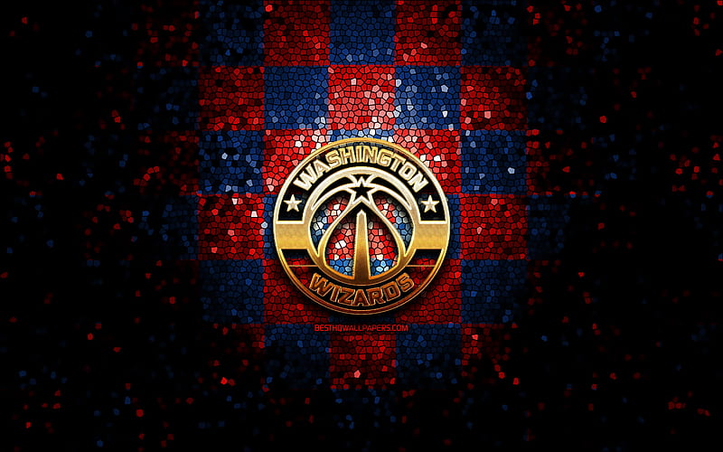 Washington Wizards, glitter logo, NBA, blue red checkered background, USA,  canadian basketball team, HD wallpaper | Peakpx