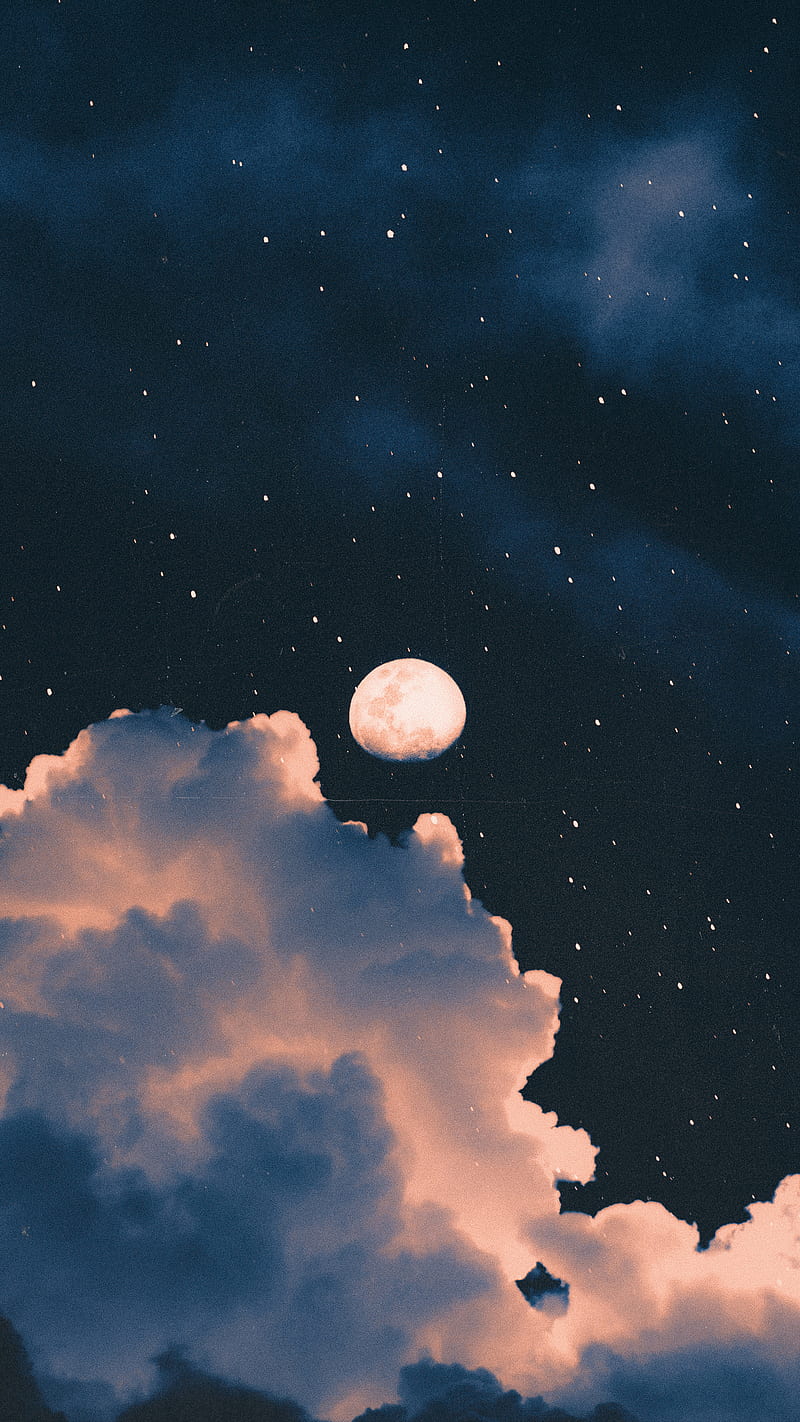 Space Moon Cloud, Taudalpoi, awesome, blue, cloudy, collage, cool, dark, digital, dramatic, live, living, manipulation, night sky, graphy, starry, starry night, stars, stars sky, surreal, surrealism, universe, HD phone wallpaper
