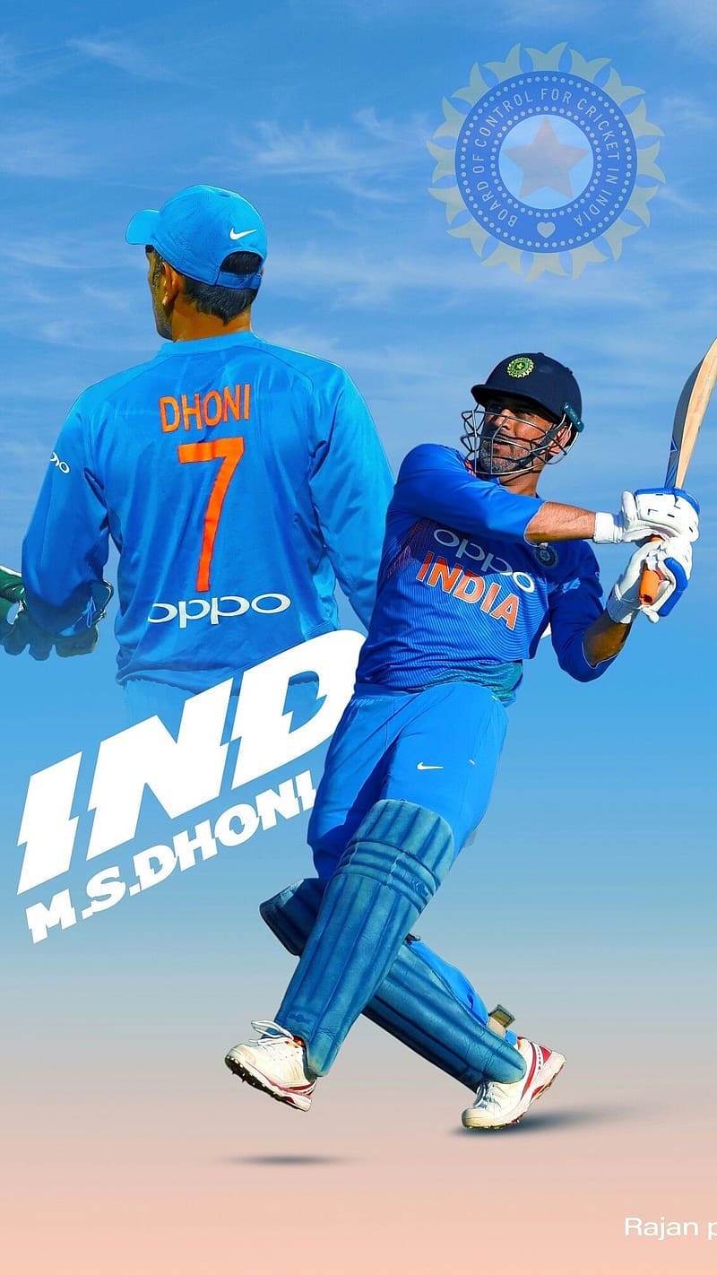 Ms Dhoni In Blue Jersey Background, ms dhoni, blue, jersey background, cricket, captain cool, mahi, legend, HD phone wallpaper