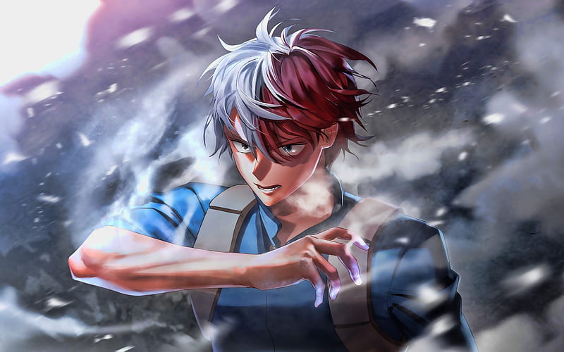 Shoto Todoroki, smoke, My Hero Academia, manga, artwork, Boku no Hero Academia, HD wallpaper