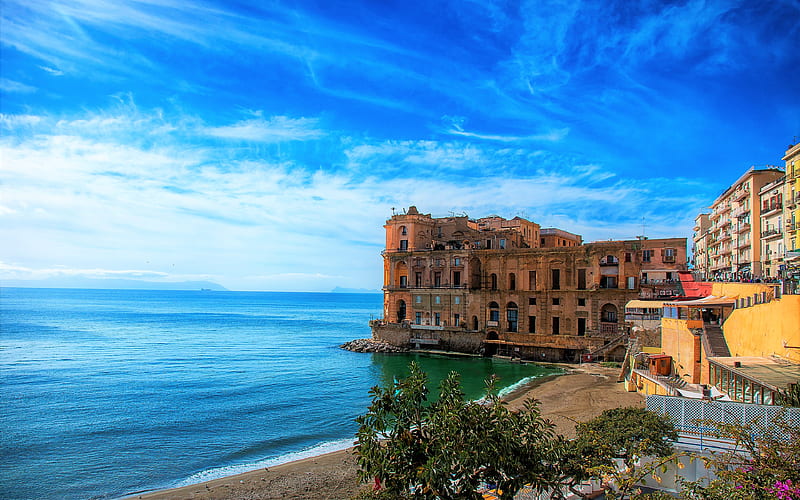 Naples sea, summer, beach, Italy, Europe, HD wallpaper