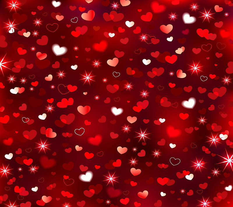 Abstract Hearts, abstract background, love, red, shine, valentine, HD wallpaper
