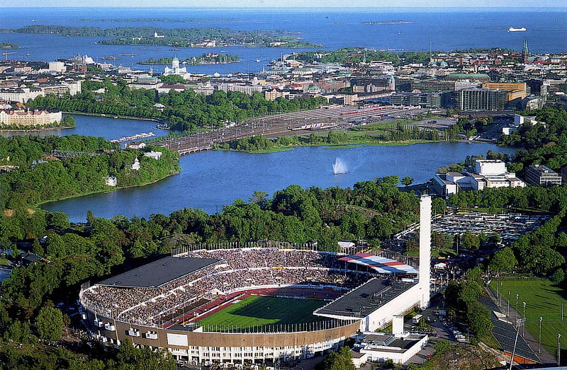 Helsinki, finland, stadion, capital, ocean, HD wallpaper