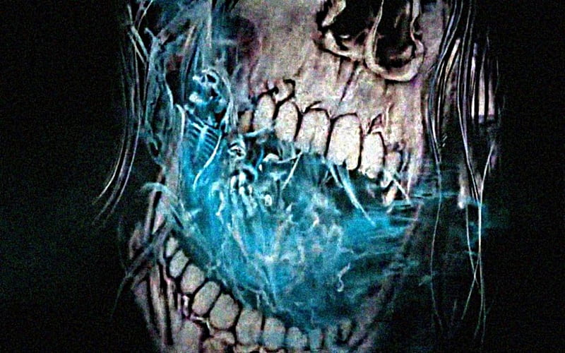 Nightmare skulls, skeleton, fume, smoke, gas, HD wallpaper