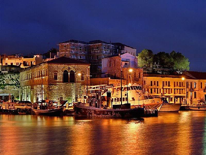 Milos at Night, village, sky, buildings, night, HD wallpaper