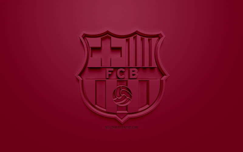  Fc barcelona, ​​logo creativo 3d, burdeos, emblema 3d, club de fútbol catalán, Fondo de pantalla HD