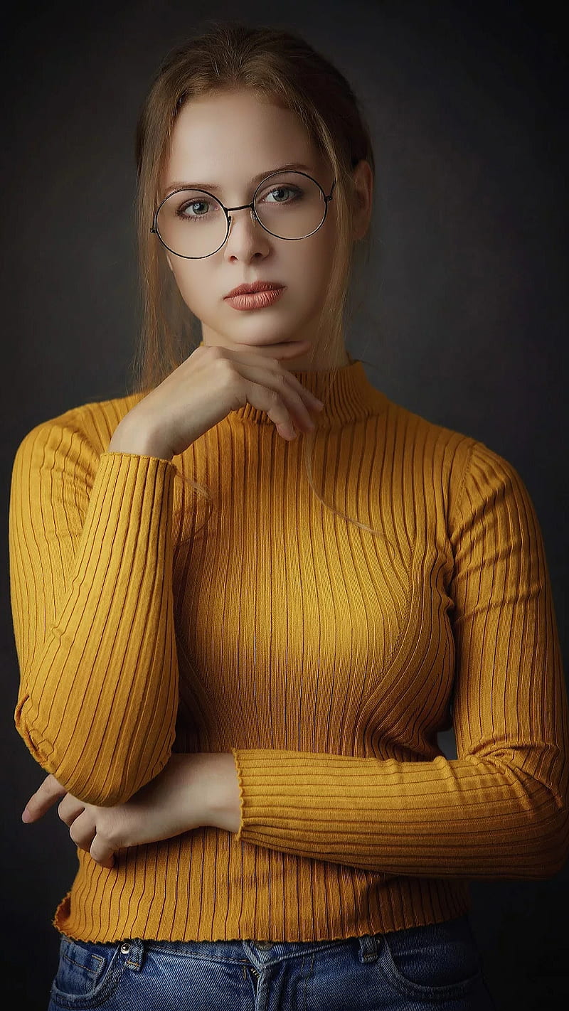 1920x1080px 1080p Free Download Portrait Bonito Beauty Cute Eyeglasses Girl Orange Hair