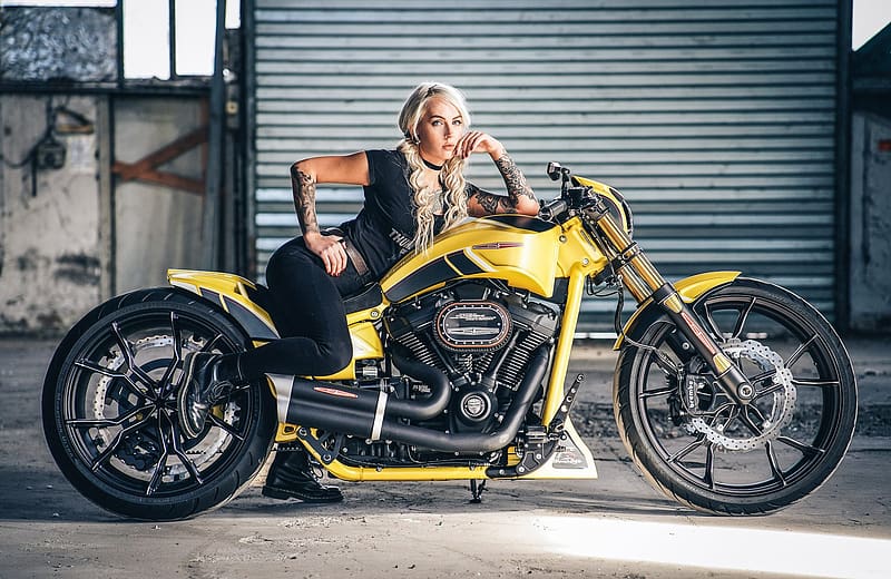 Harley Davidson, Women, Girls & Motorcycles, Custom Motorcycle, Thunderbike Customs, HD wallpaper