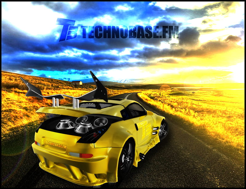 Technobase.fm: Tuned Car, sun, technobase fm, bass, music, background, abstract, tuning, we are one, fire, paradise, weareone fm, car, base, dj, HD wallpaper