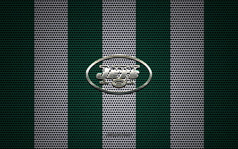 New York Jets, glitter logo, NFL, green white checkered background, USA,  american football team, HD wallpaper