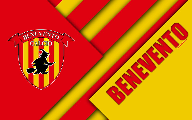 Benevento Calcio, logo material design, football, Serie A, Benevento, Campania, Italy, red yellow abstraction, Italian football club, HD wallpaper