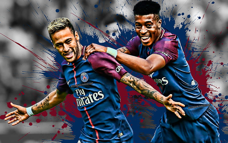 Neymar, Presnel Kimpembe, PSG, leaders, famous footballers, Paris Saint-Germain, Ligue 1, France, football, HD wallpaper