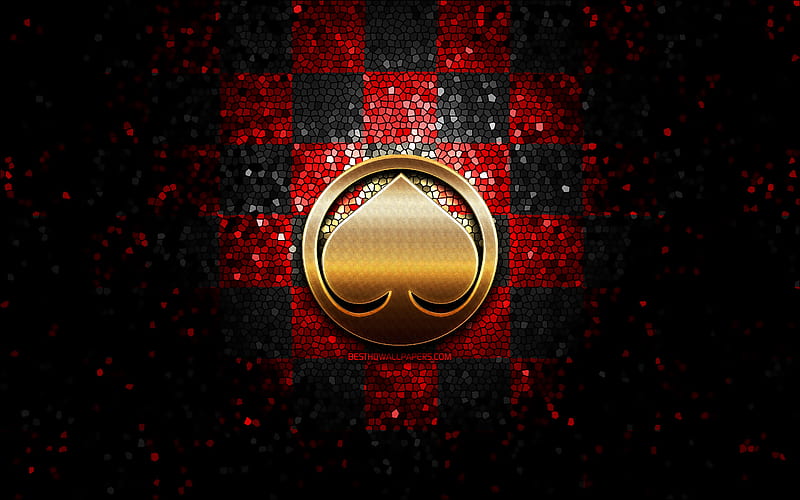 Porin Assat, glitter logo, Liiga, red black checkered background, hockey, finnish hockey team, Porin Assat logo, mosaic art, finnish hockey league, HD wallpaper