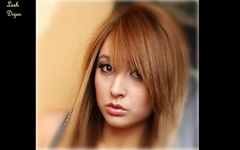 Leah Dizon, cute, model, asian, red hair, HD wallpaper
