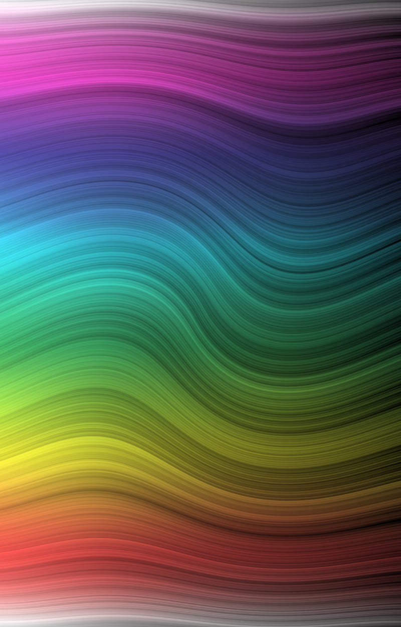waves, colorful, rainbow, smooth, abstraction, HD phone wallpaper