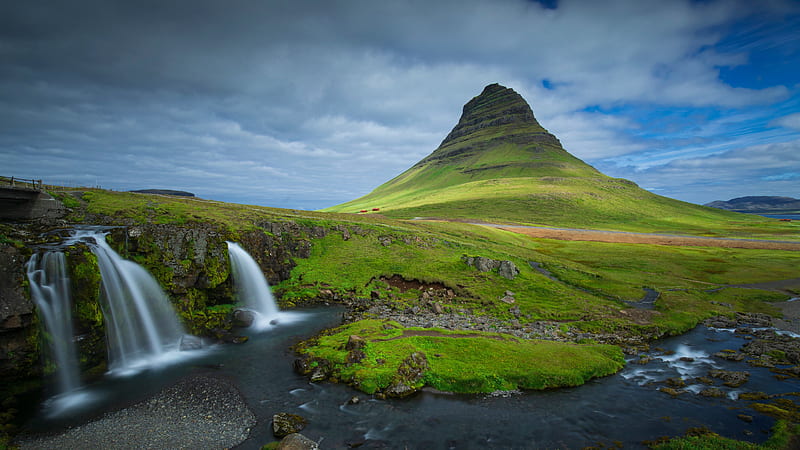 Iceland Kirkjufell Mountain And Waterfall Nature, HD wallpaper