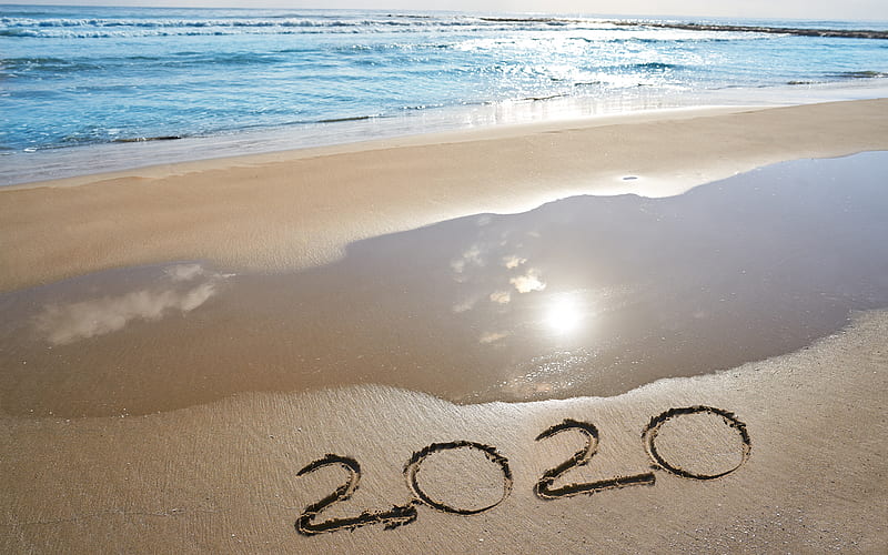 Download wallpapers 2020 concepts, beach, sand, inscription 2020 in the  sand, summer 2020, Happy New Year 2020, summer for desktop free. Pictures  for desktop free
