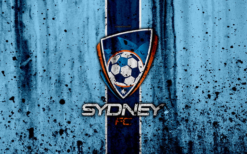 FC Sydney, grunge, A-League, soccer, football club, Australia, Sydney, logo, stone texture, Sydney FC, HD wallpaper