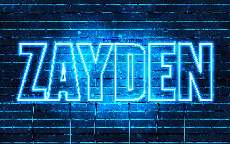 Zayden with names, horizontal text, Zayden name, blue neon lights, with ...