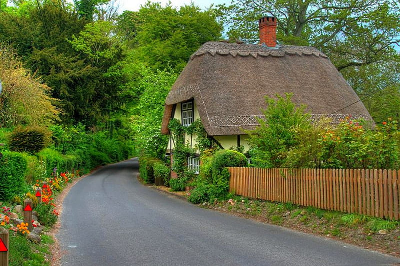 Hampshire-Thatch-Cottage, cool, hampshire-thatch, cottage, HD wallpaper