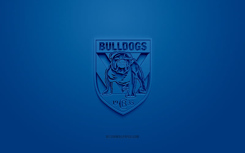 Canterbury Bulldogs, creative 3D logo, blue background, National Rugby League, 3d emblem, NRL, Australian rugby league, Belmore, Australia, 3d art, rugby, Canterbury Bulldogs 3d logo, HD wallpaper