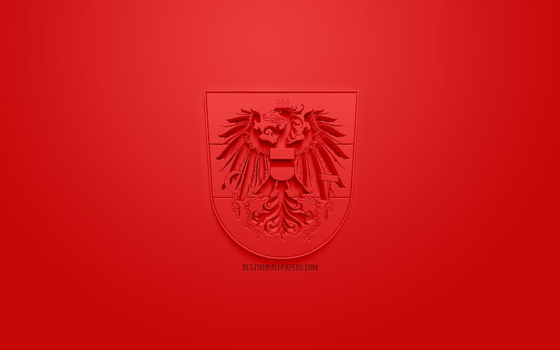 Austria national football team, creative 3D logo, red background, 3d emblem, Austria, Europe, UEFA, 3d art, football, stylish 3d logo, HD wallpaper