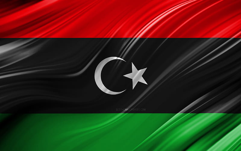 Libyan flag, African countries, 3D waves, Flag of Libya, national symbols, Libya 3D flag, art, Africa, Libya, HD wallpaper