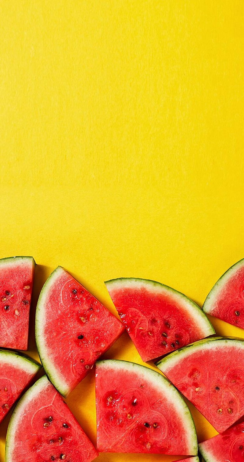 Watermelon, green, red, tree, watermelons, yellow, HD phone wallpaper