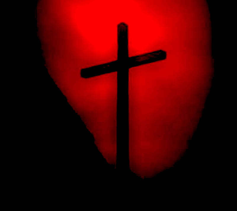 Cross, heaven, jesus, lord, love, red, save, HD wallpaper