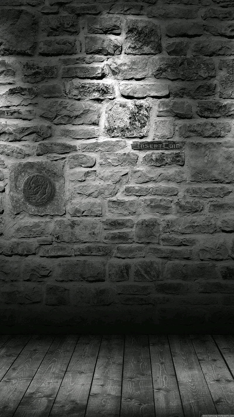 Black and White wall, brick, bricks, floor, gris, stone, walls, weird, wood, HD phone wallpaper
