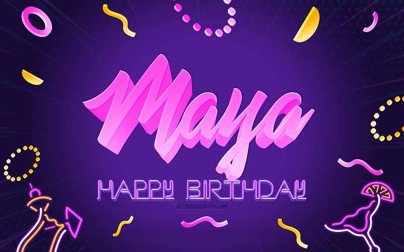 Happy Birtay Maya Purple Party Background, Maya, creative art, Happy Maya birtay, Maya name, Maya Birtay, Birtay Party Background, HD wallpaper