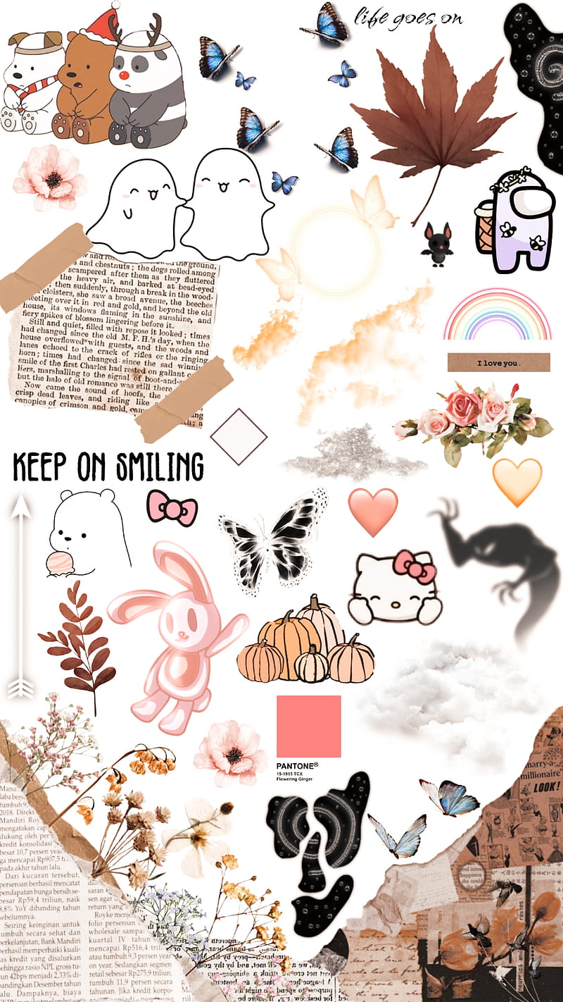 Fall vibes , cute, fall, flowers, happy, hello kitty, leafs, pink, pumpkins, roses, theme, HD phone wallpaper