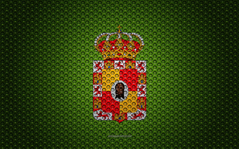 Flag of Jaen creative art, metal mesh texture, Jaen flag, national symbol, provinces of Spain, Jaen, Spain, Europe, HD wallpaper