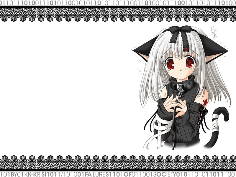 Emo cat girl, cute, anime girl, cat girl, anime, HD wallpaper | Peakpx