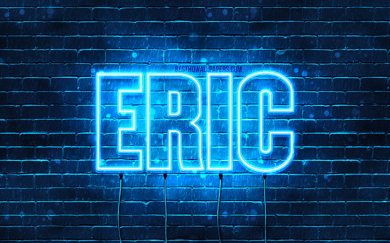 Eric with names, horizontal text, Eric name, blue neon lights, with Eric name, HD wallpaper