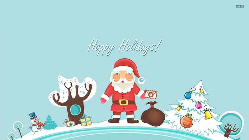 Happy Holidays, Happy, Holidays, Cartoon, Santa, HD wallpaper | Peakpx