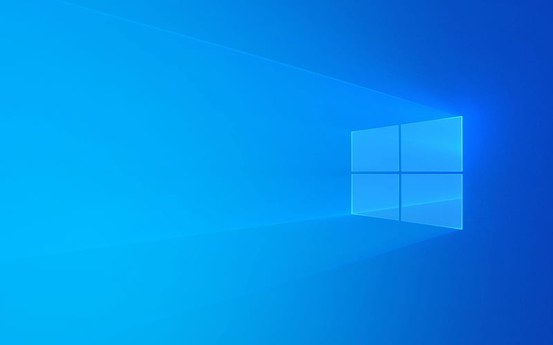 Windows 10, blue neon logo, blue background, art, standard, HD wallpaper