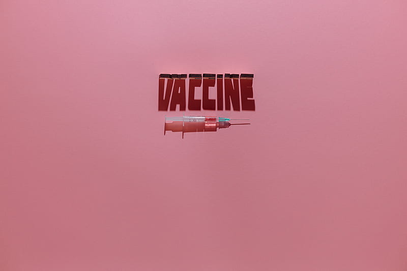 A Syringe and Vaccine Lettering Text on Pink Background, HD wallpaper
