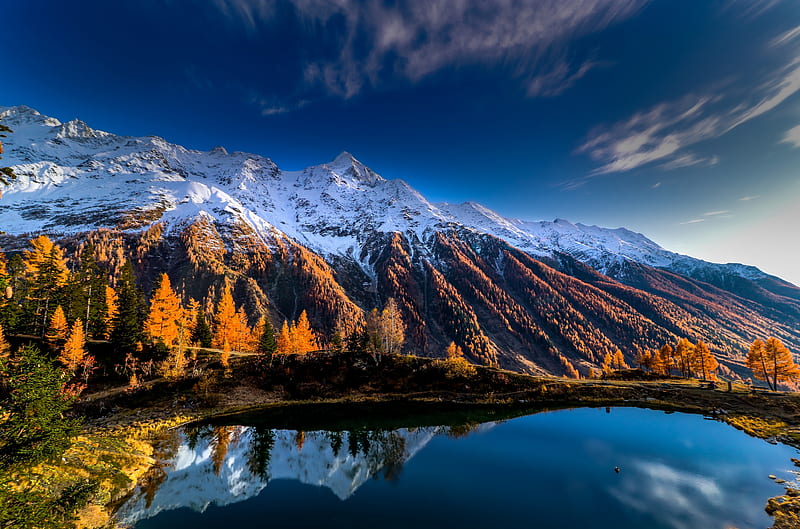 The Bernese Alps , Switzerland, Reflection, Lake, Mountains, Autumn, HD wallpaper