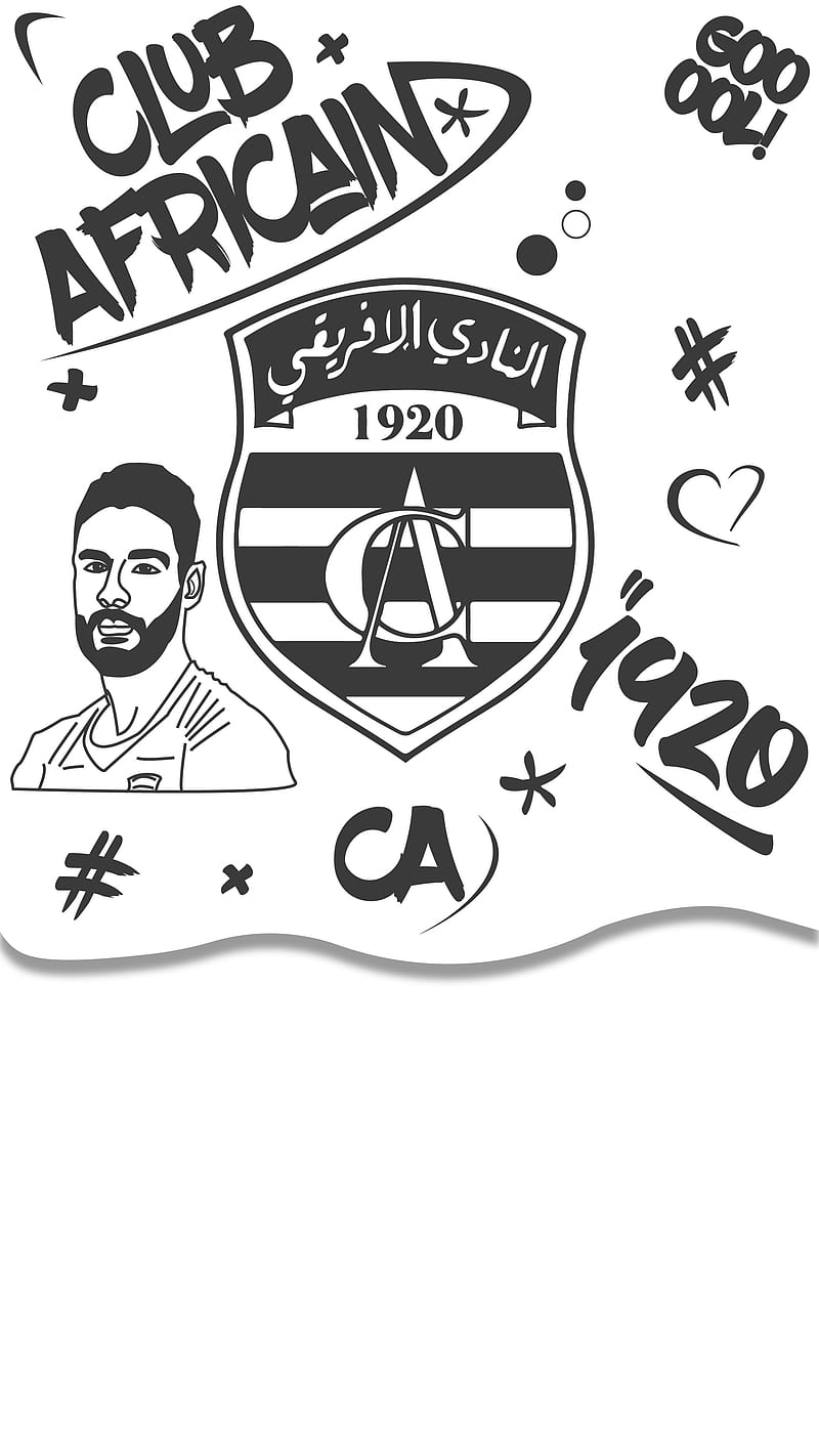 Club Africain 2, black, white, graffiti, typography, tunisie, tunisia, light, ca, HD phone wallpaper