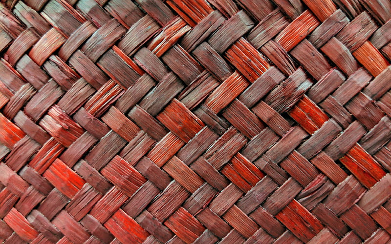 wooden weaving texture, brown wickerwork background wickerwork, wooden backgrounds, macro, wooden textures, brown background, brown wood, HD wallpaper