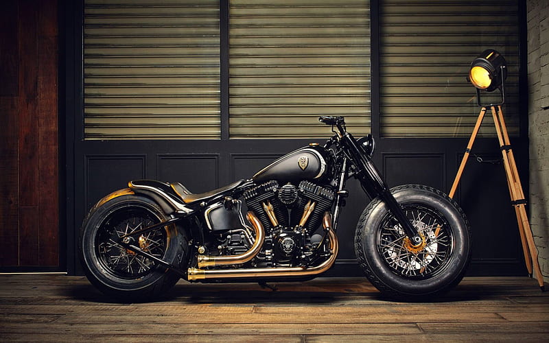 Harley-Davidson Softail Slim, studio, 2018 bikes, superbikes, Harley-Davidson, HD wallpaper