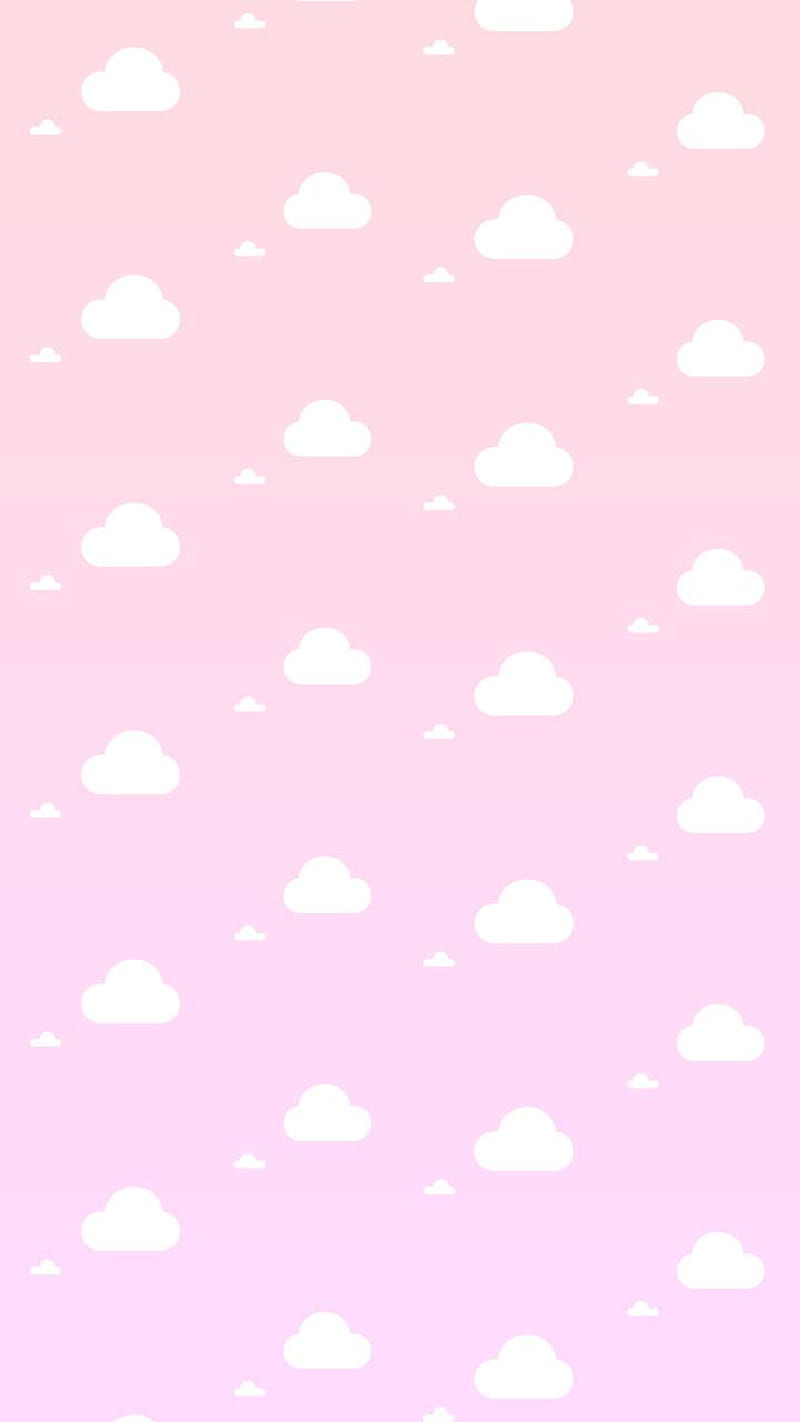 Pink clouds, cute, pastel, HD phone wallpaper