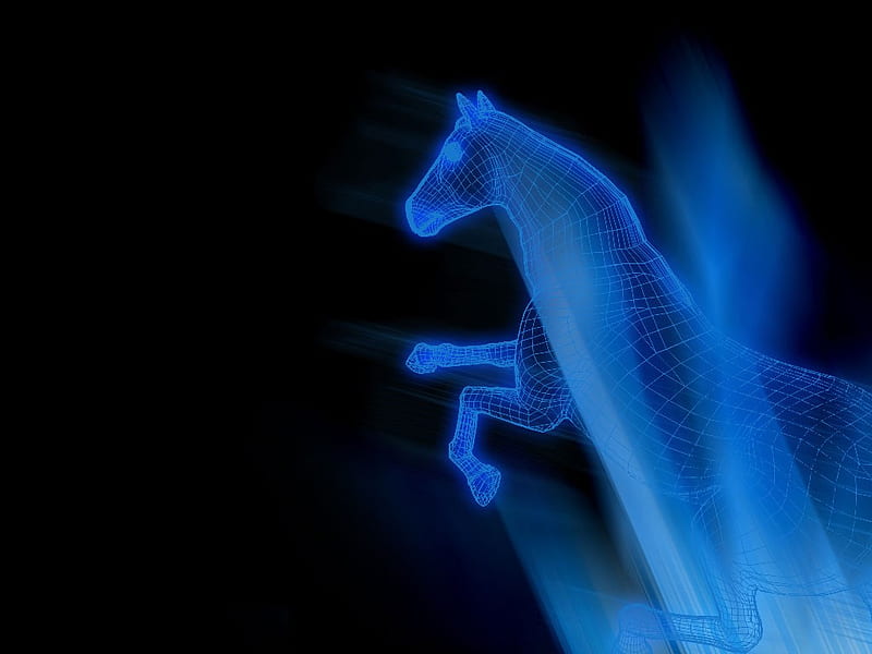 3D Horse, model, wire frame, 3d and cg, its so cool, 3dandcg, lattice model, horse, blue, HD wallpaper