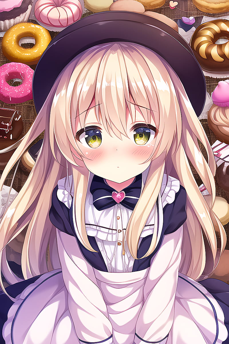 HD wallpaper: anime girl, sweets, cake, donuts, one person, women, front  view | Wallpaper Flare